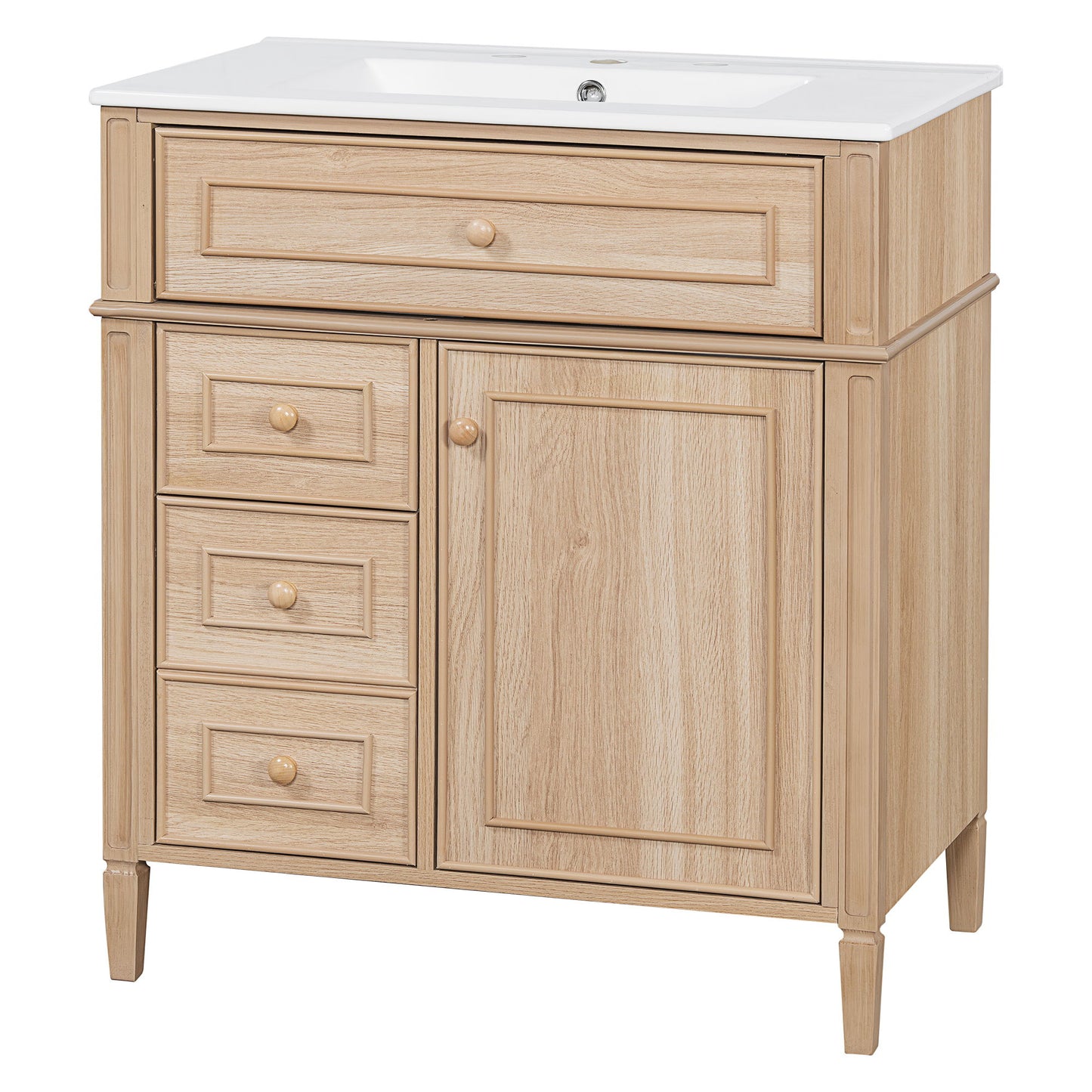 Bathroom Vanity With Sink, Flip Out Drawer, 2 Soft Close Drawers, 1 Soft Close Door - Wood