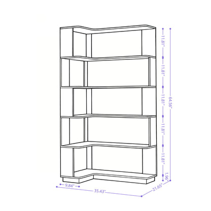 L-Shaped Design Corner Bookshelf