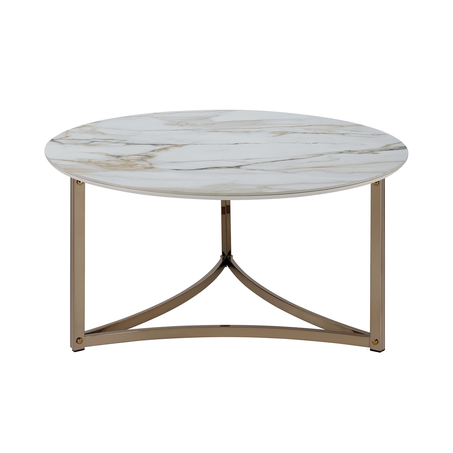 Aziz - Sintered Stone Top Round Coffee Table - White