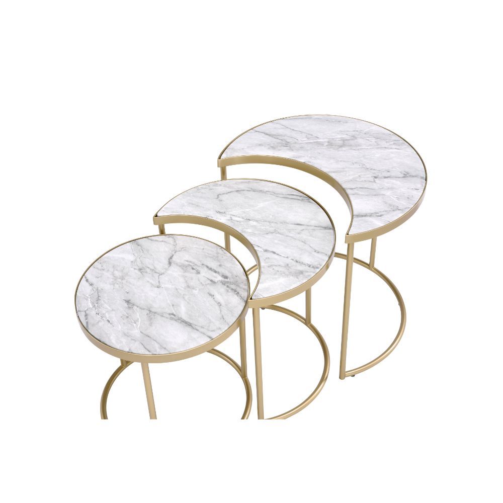 Anpay Coffee Table - Faux Marble & Gold