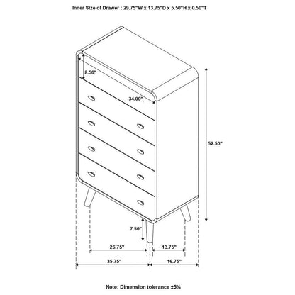 Robyn - 5-Drawer Bedroom Chest - Dark Walnut