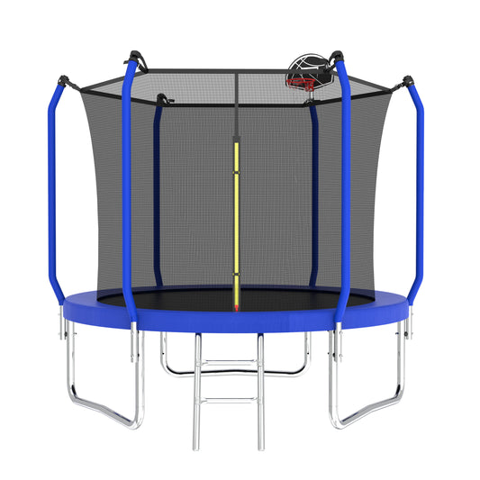 Trampoline With Basketball Hoop, Astm Approved Reinforced Type Outdoor Trampoline With Enclosure Net