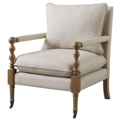 Accent Chair With Turned Legs - Beige