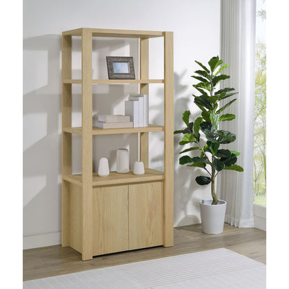 Susac - 3 Shelf Media Tower With Tall Pier Cabinet - Light Oak
