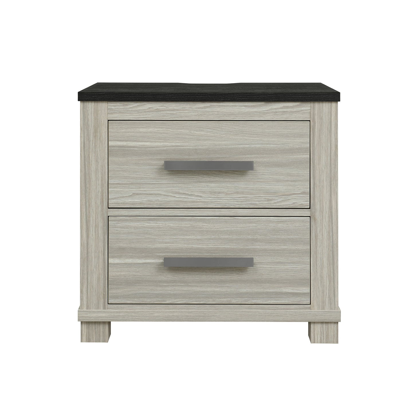 Augusta - Nightstand With Top, 2 Drawers, Block Feet - Beige Brown