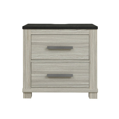 Augusta - Nightstand With Top, 2 Drawers, Block Feet - Beige Brown