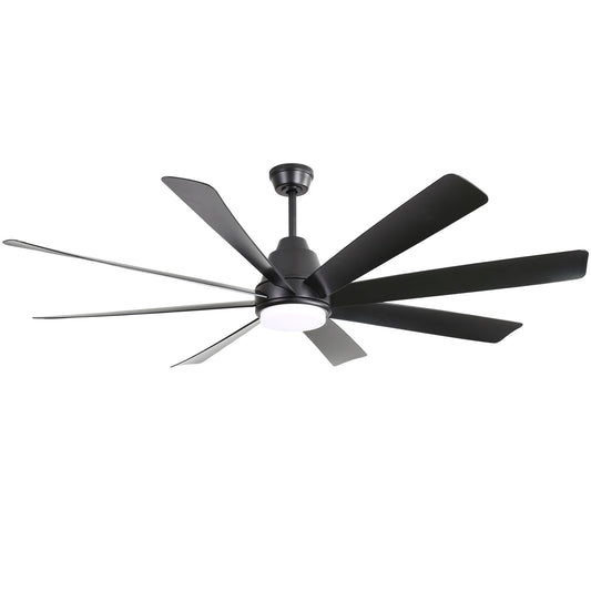 Large Ceiling Fans With Lights And Remote Control 6 Wind Speed DC Motor For Living Room - Black