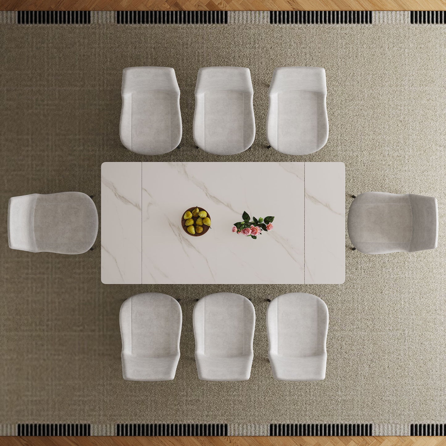 Retractable Sintered Stone Dining Table Set With Chairs