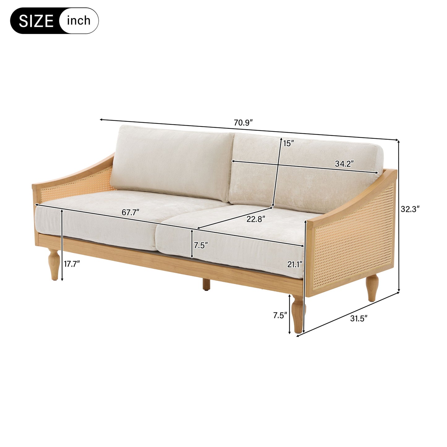 Loveseat Sofa With Armrests