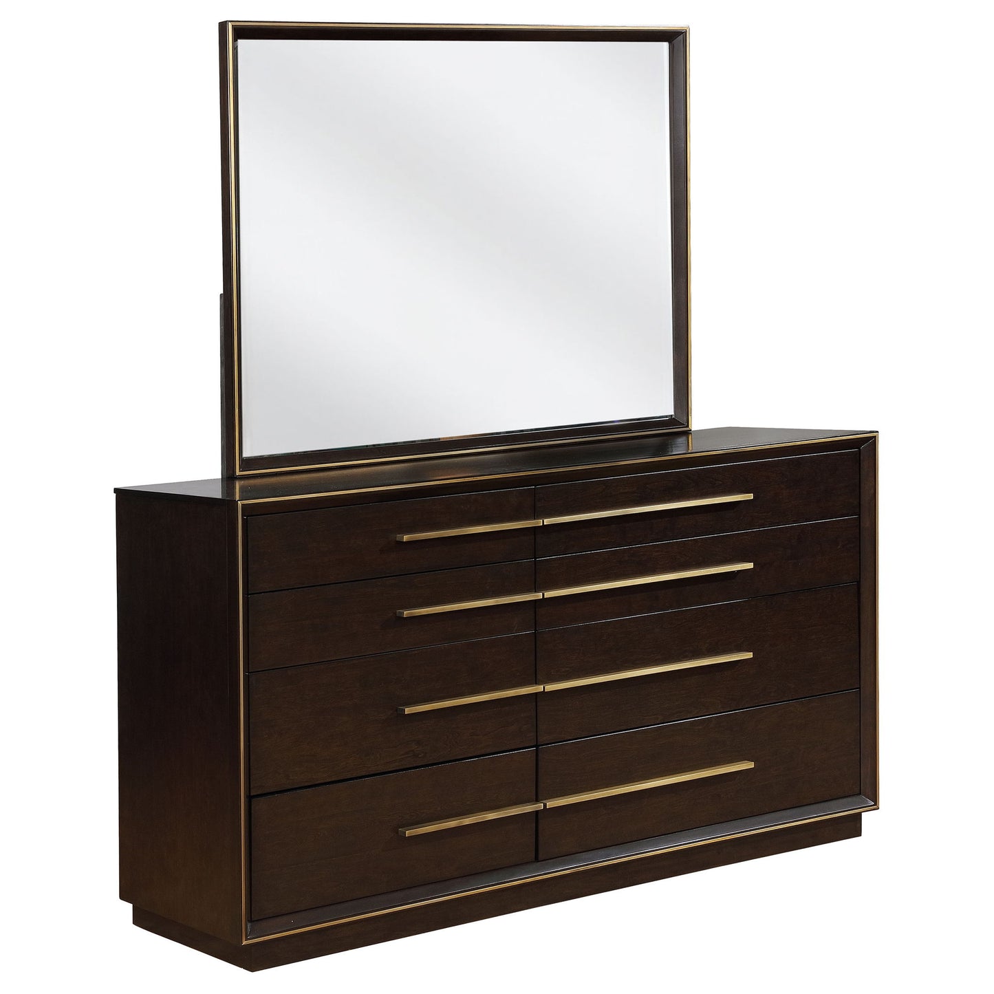 Prescott - 8 Drawer Dresser With Mirror - Smoked Peppercorn Brown