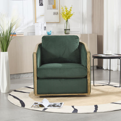 Corduroy Barrel Chair, 360 Degree Swivel
