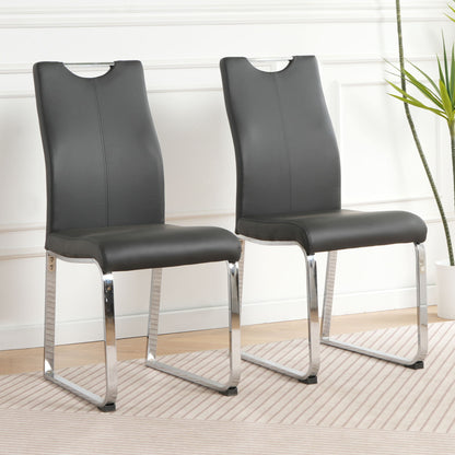 Modern Upholstered Dining Chair Electroplated Metal Legs (Set of 2)