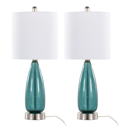 Bottega - Contemporary Table Lamp (Set of 2) - Sapphire Blue / Nickel / White