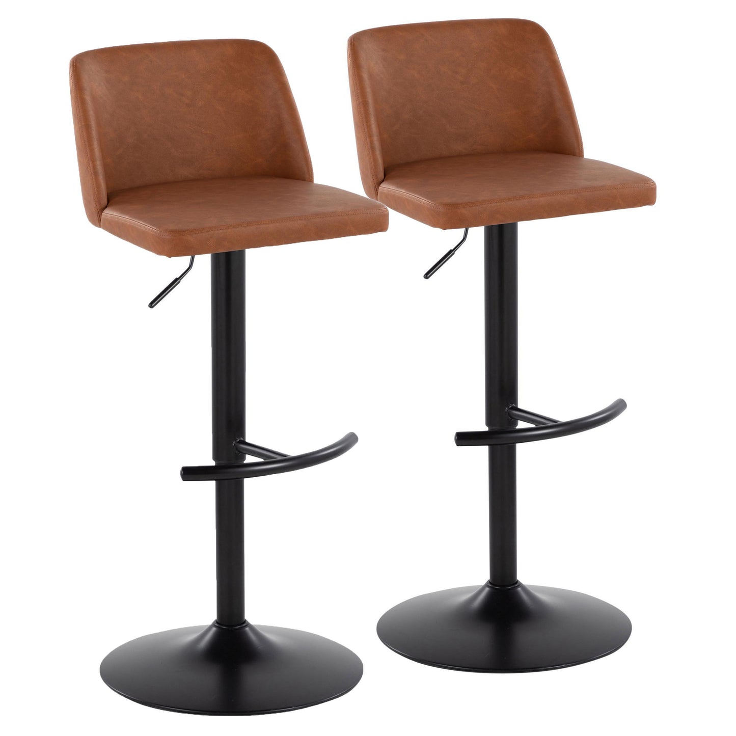 Toriano - Contemporary Adjustable Bar Stool With Rounded T Footrest (Set of 2)