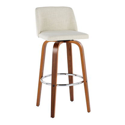 Toriano - Contemporary, Fixed Height Barstool Swivel & Round Footrest (Set of 2)