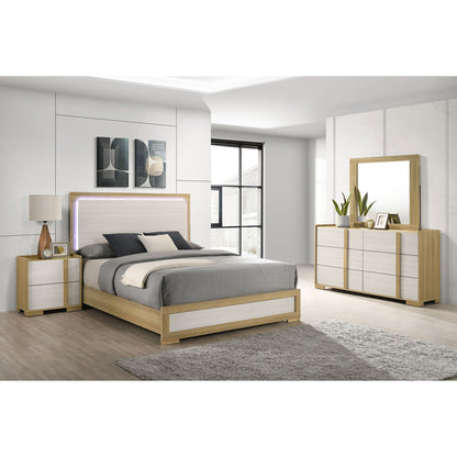 Lincoln - 4 Piece Queen Bedroom Set With LED Lighting - Natural