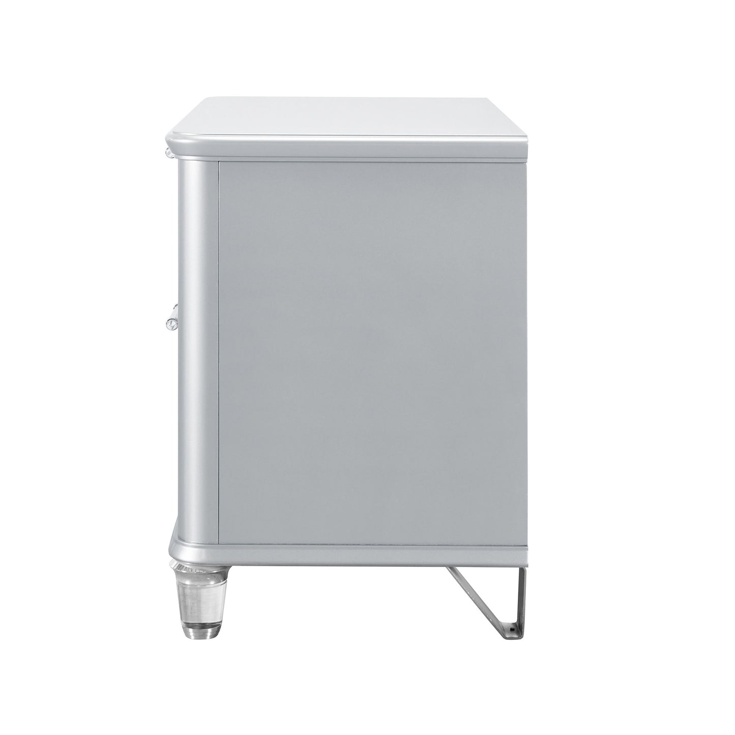 Laura - Nightstand With Sleek Frame And Fronts - Silver