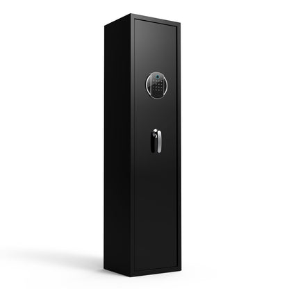 Large Capacity Quick Access Fingerprint Gun Safe, 4-5 Gun Biometric Metal Rifle Gun Security Cabinet Safe Locker - Black