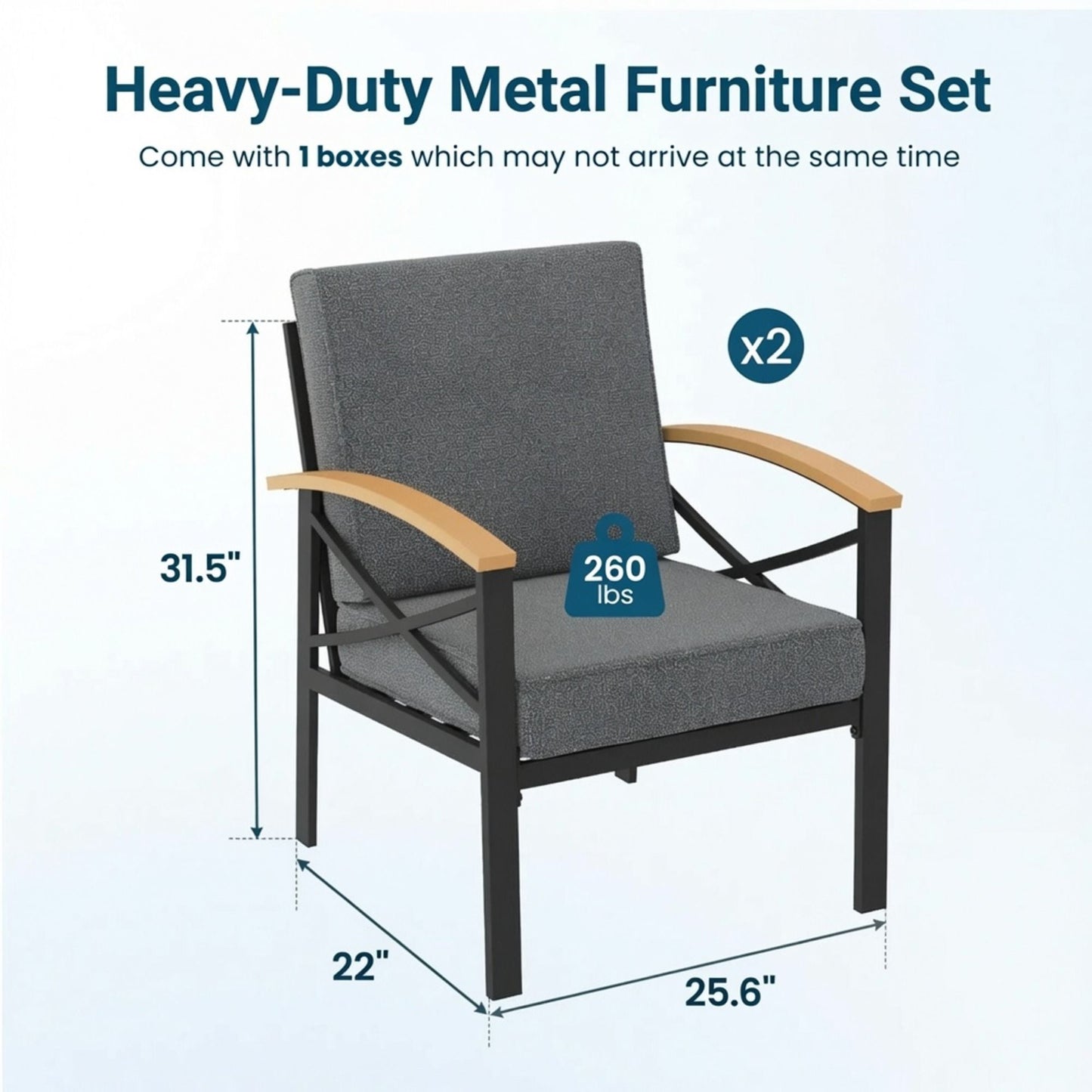 Outdoor Patio Armchair, All Weather (Set of 2)