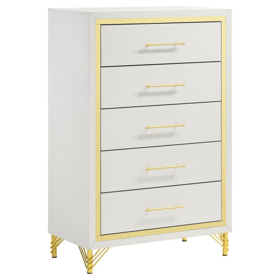 Lucia - 5-Drawer Bedroom Chest - White