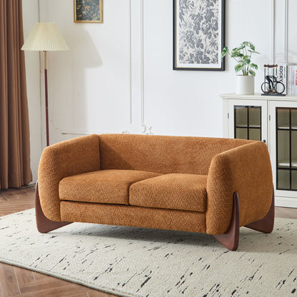 Contemporary Boucle Sherpa Sofa With Birch Wood Legs