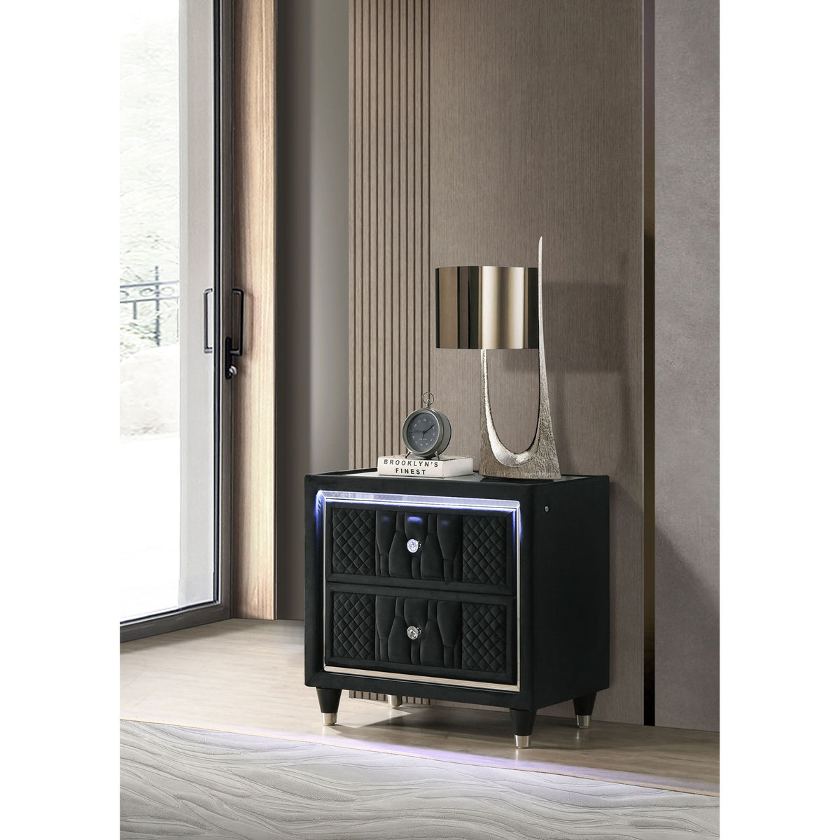 Mika - 2 Drawer LED Nightstand With USB