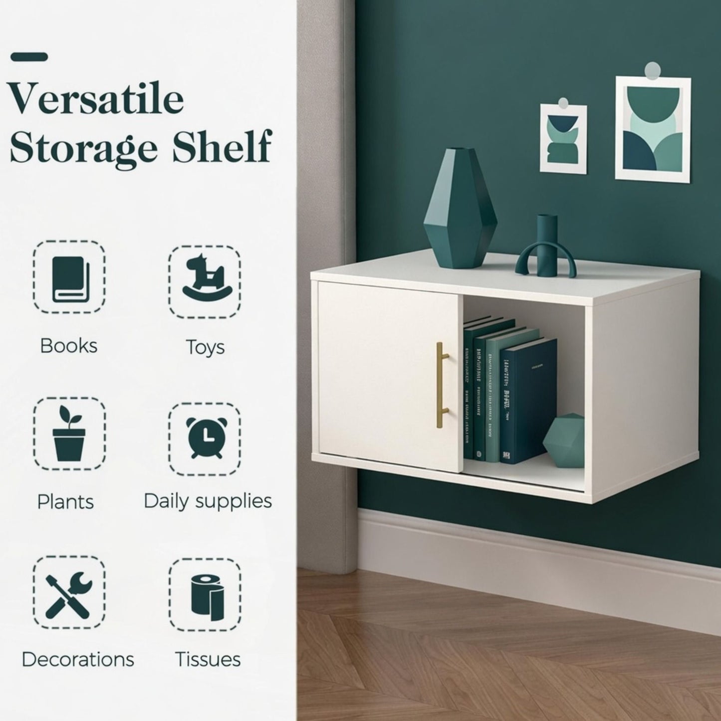 Cube Storage Organizer With Sliding Door Stackable Modular Bookshelf & Storage Cabinet - White
