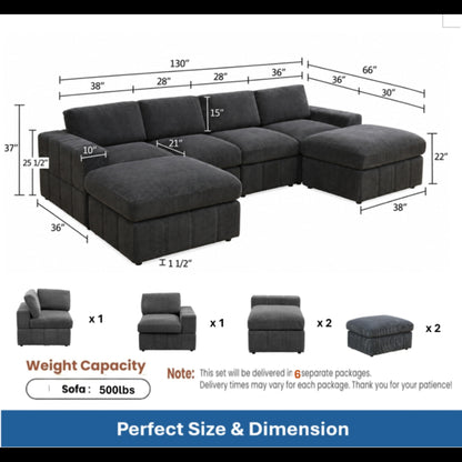 Modular Sectional Sofa, Reversible Set