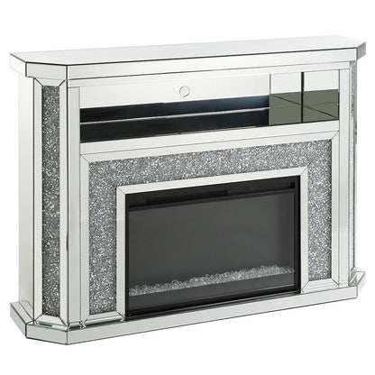 Noralie - 51" Fireplace With LED - Mirrored & Faux Diamonds