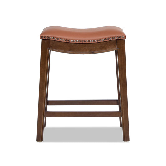 Barlow - Backless Saddle Counter Stool - Brown