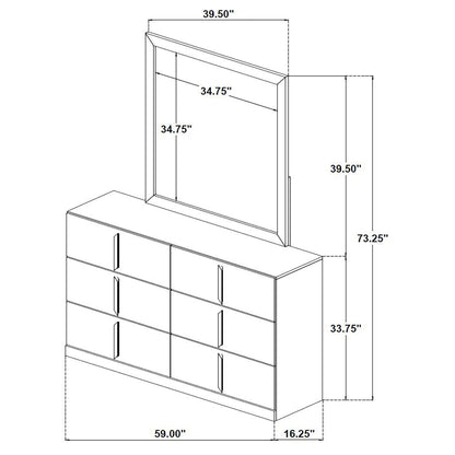 Lauryn - 6 Drawer Dresser With Mirror - Gloss White