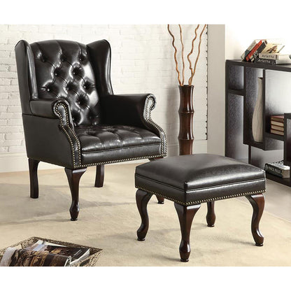 Samantha - Wingback Chair And Ottoman Set - Black
