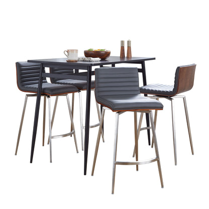 Marcel Mason - 5 Piece Swivel Contemporary Design Counter Height Dining Set