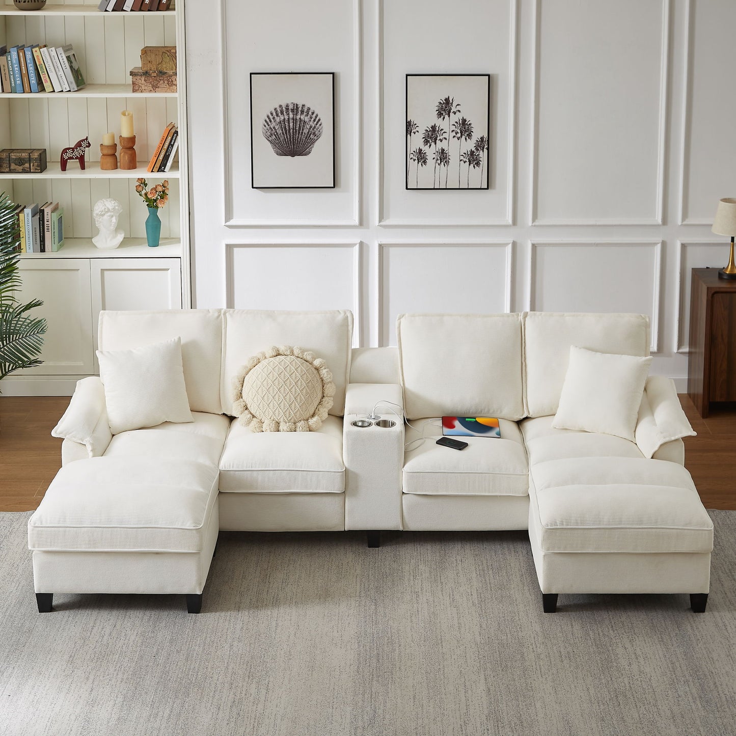 Modern U-Shaped Sectional Sofa Bed With Storage