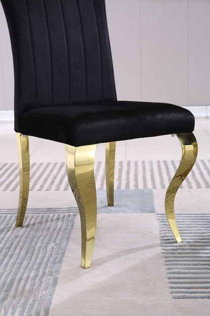 Modern Velvet Dining Chairs (Set of 2), Upholstered Accent Armless Chairs With Stripe Backrest