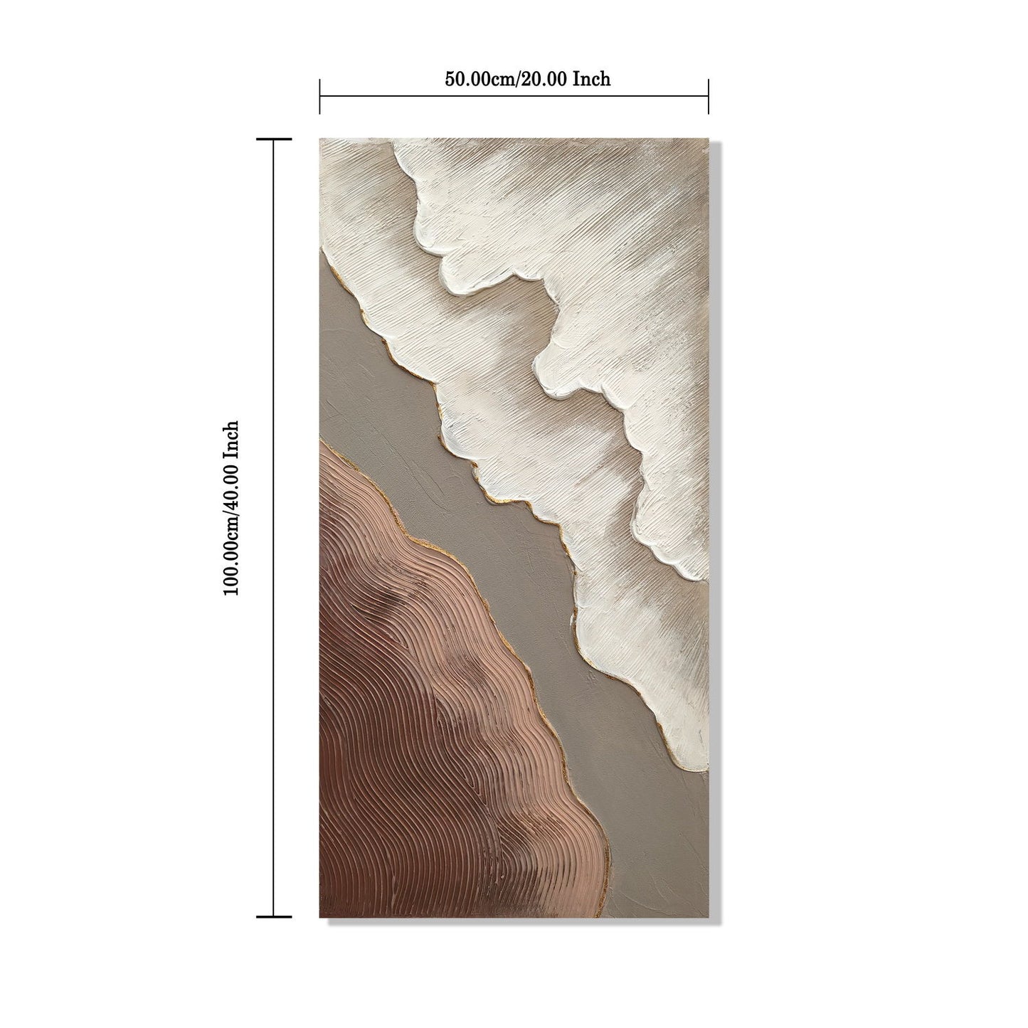 Abstract Wall Art, Textured Canvas Painting With Accents, Decor For Living Room (Set of 2) - Antique Brown+White