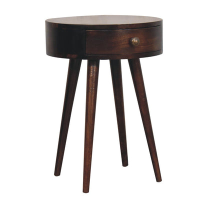 Nordic Circular Shaped Bedside Table - Walnut