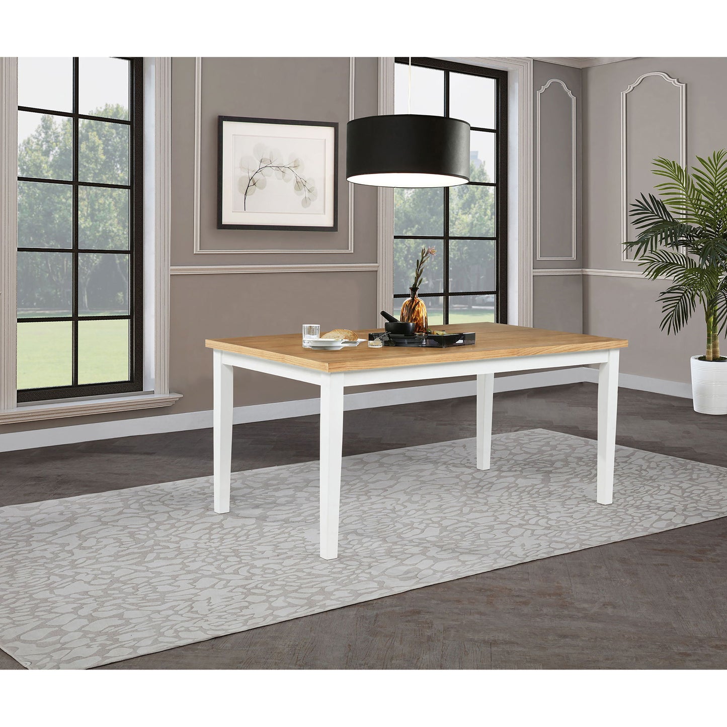 Calloway - Rectangular Dining Table - Brown / White