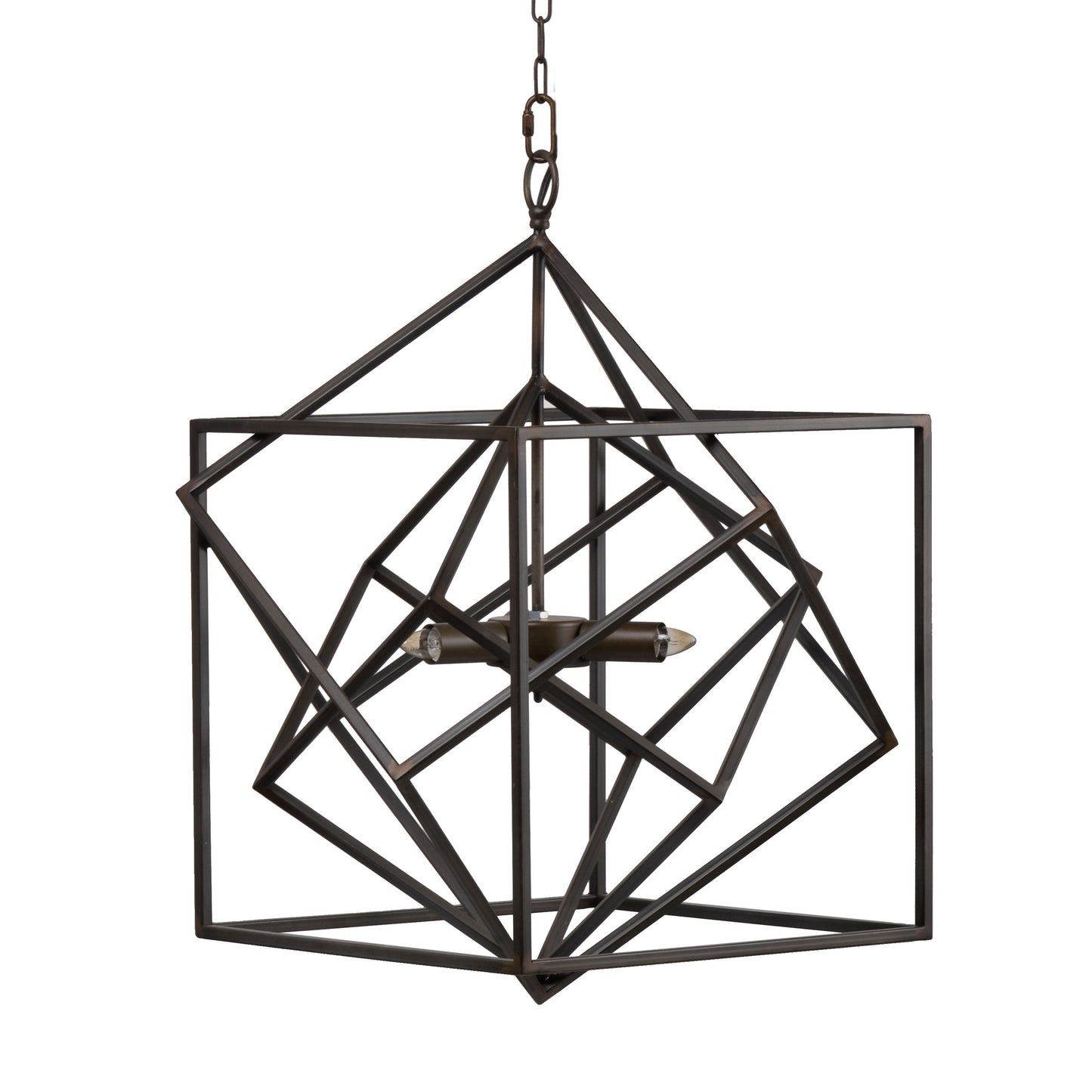 3 Light Metal Chandelier, Hanging Light Fixture With Adjustable Chain For Kitchen, Bulb Not Included - Black