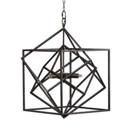 3 Light Metal Chandelier, Hanging Light Fixture With Adjustable Chain For Kitchen, Bulb Not Included - Black