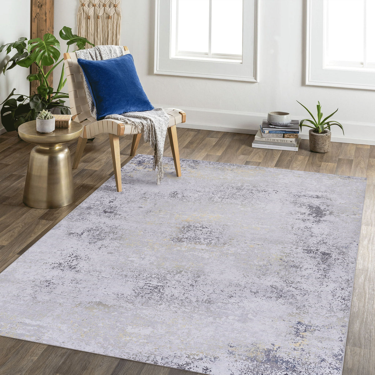 Maval - 6' X 9' Washable Area Rug - Gray