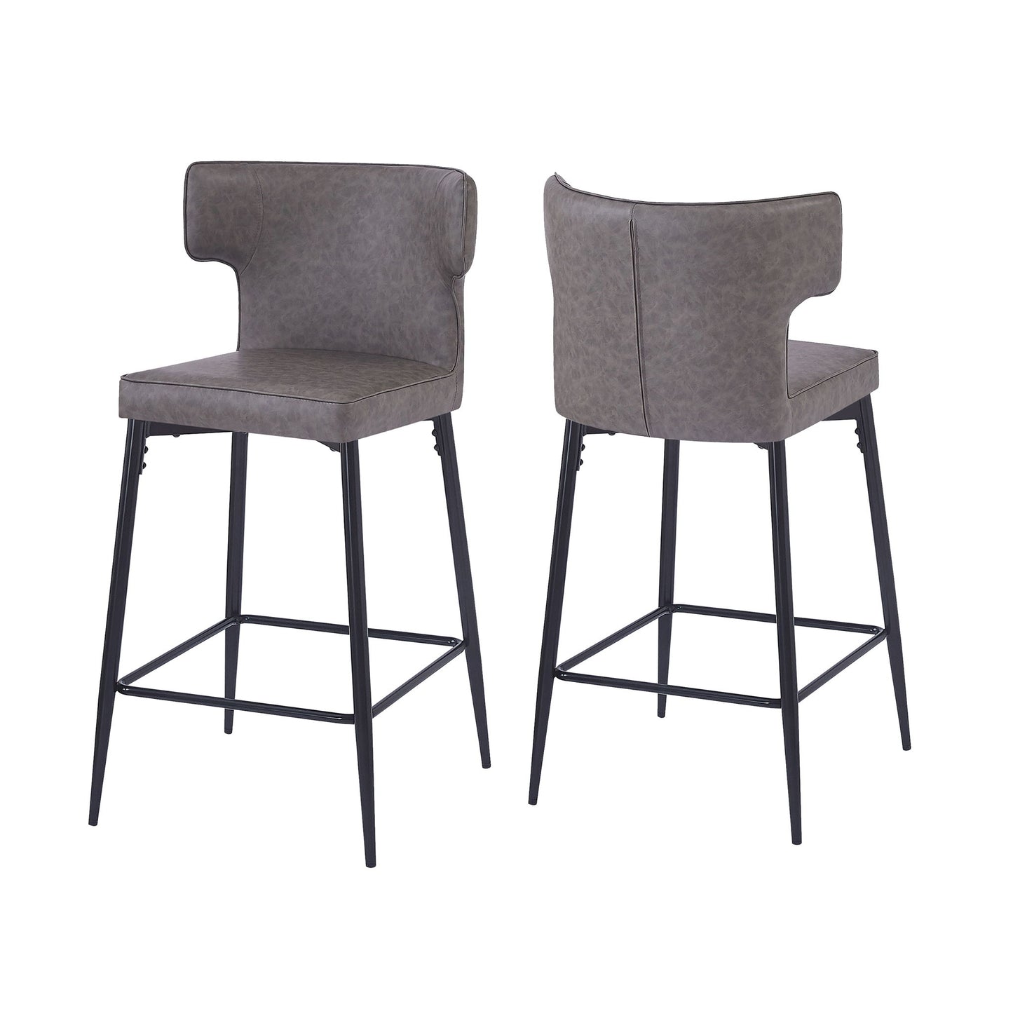 Modern Bar Stools With Upholstery And Metal Footrest (Set of 2)