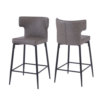 Modern Bar Stools With Upholstery And Metal Footrest (Set of 2)