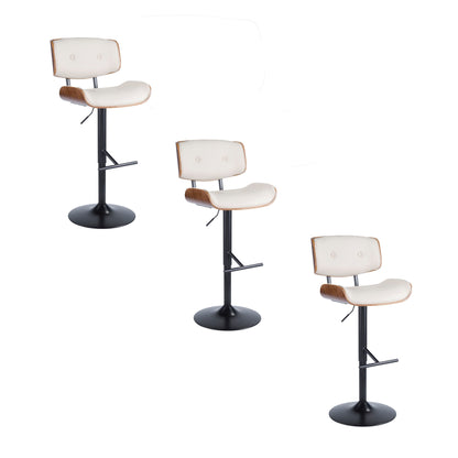 Lombardi - Mid Century Modern Adjustable Barstool With Swivel With Straight T Footrest (Set of 3)