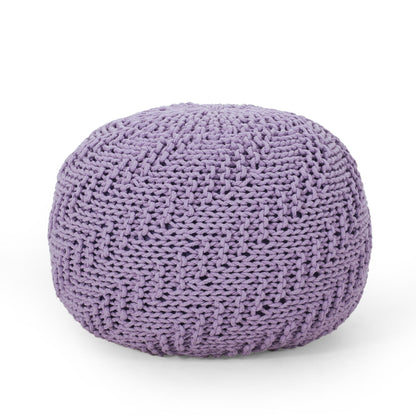 Bordeaux - Knitted Round Pouf Ottoman