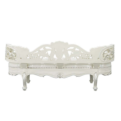 Adara - Bench - Pearl White Synthetic Leather & Antique White