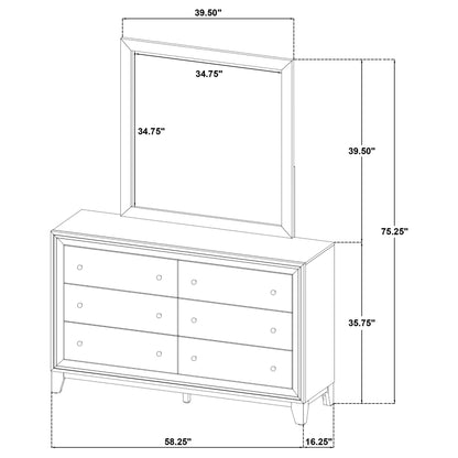 Anza - 6 Drawer Dresser With Mirro - Walnut