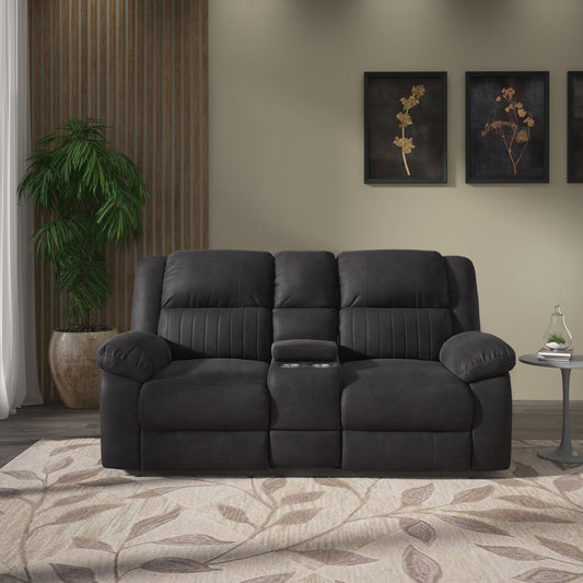 Reclining Console Loveseat - Black