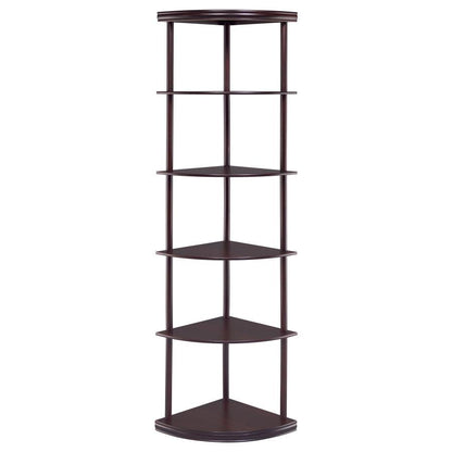 Bonwick - Wood 5-Shelf Corner Bookshelf - Cappuccino