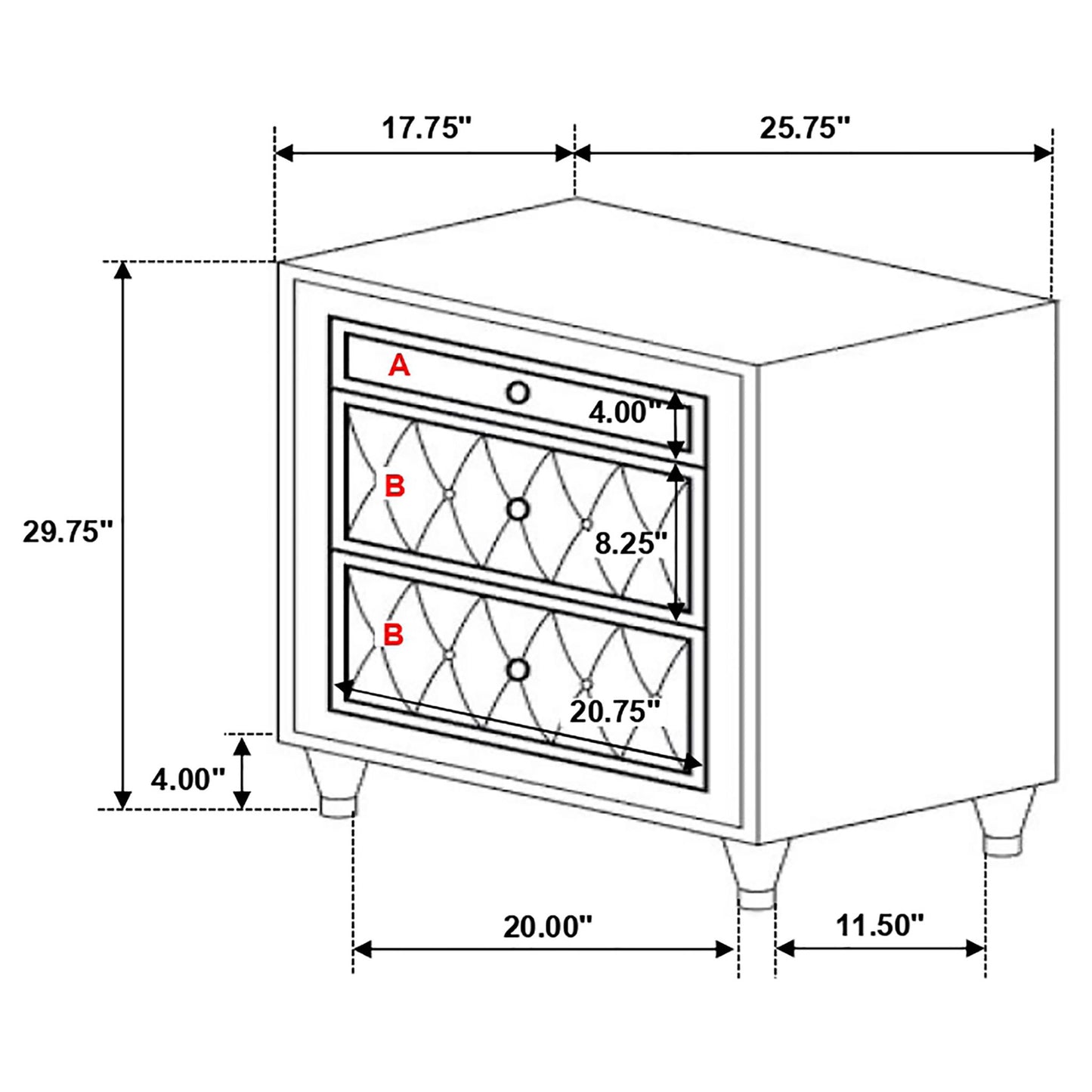 Williams - 3 Drawer Nightstand - Camel